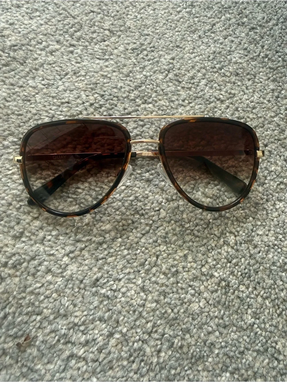 QUAY Tortoiseshell and Gold Aviator Sunglasses - Brown Lenses